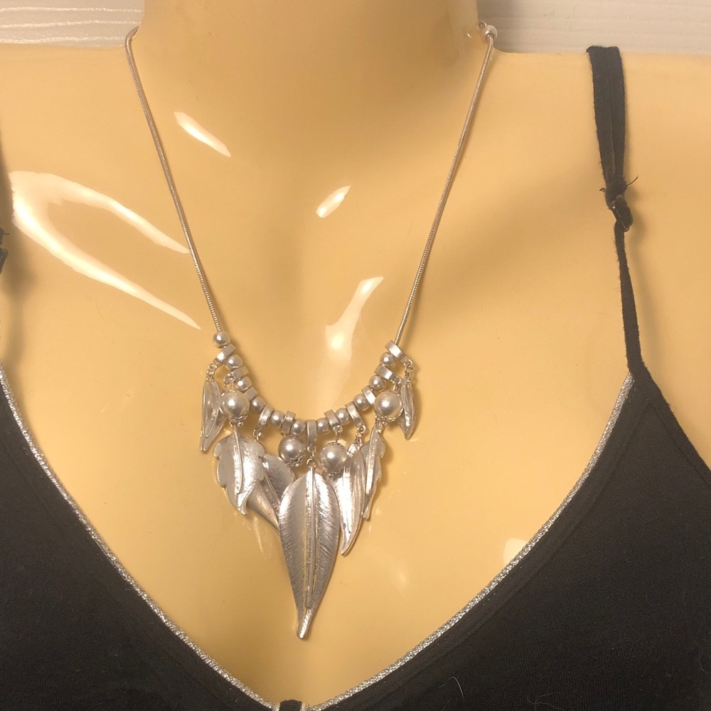 Forest Folklore Leaves Necklace Silver Tone